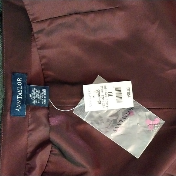Ann Taylor Shiny Burgundy Pants with Sequined Ankles. - Picture 3 of 5